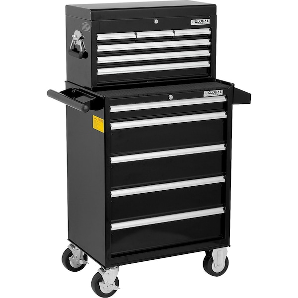 Global Industrial Chest & Roller Cabinet Combo, Black, Steel, 26-3/8 in W x 18-1/8 in D x 52-9/16 in H 535490 - main